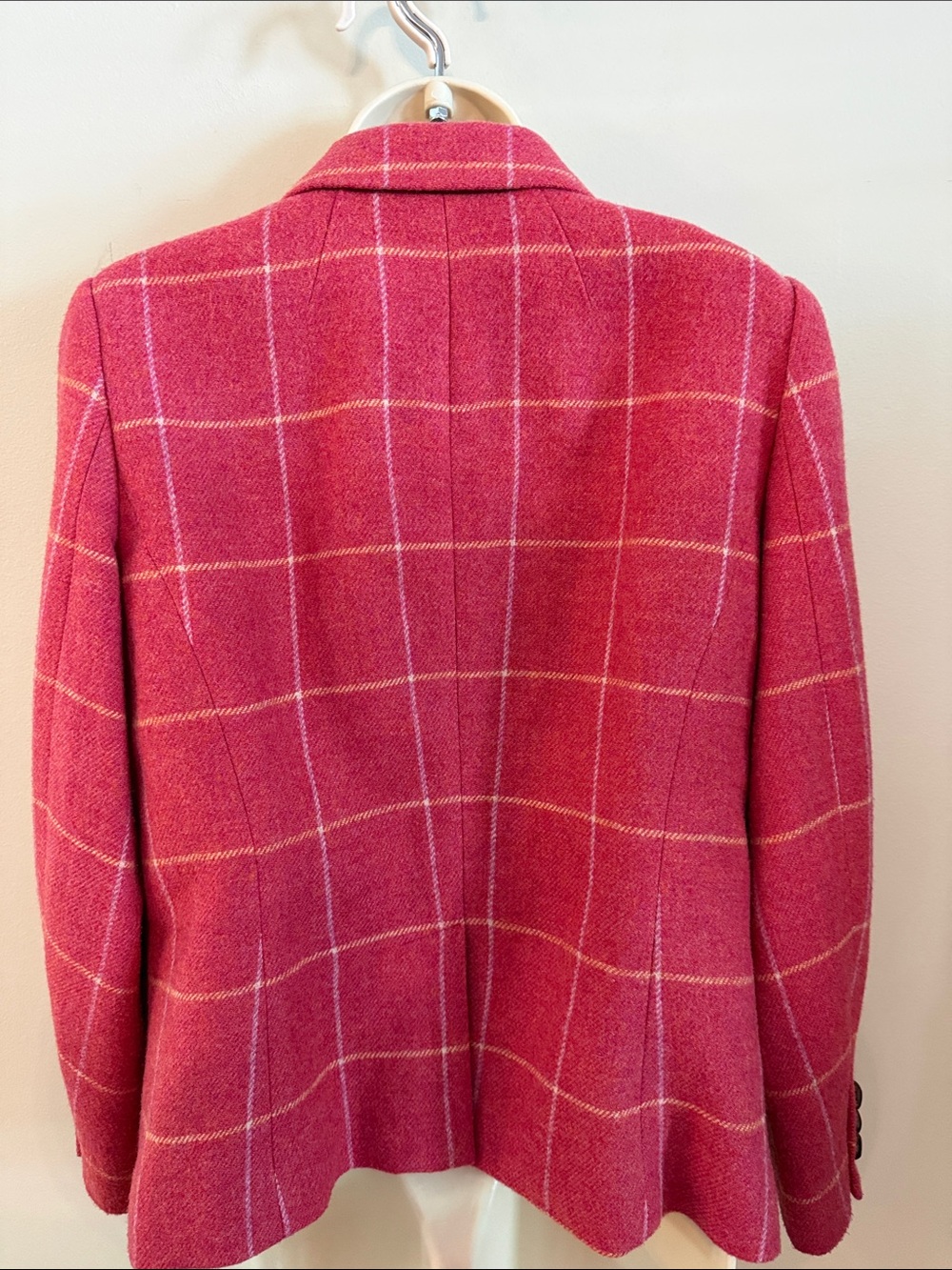Talbots Pink Shetland Windowpane Wool-Blend Blazer 12 Petite Classic Preppy - Picture 12 of 16
